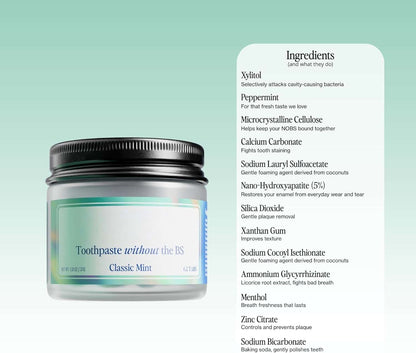 Toothpaste Tablets - Nano Hydroxyapatite, Fluoride & Plastic Free, Eco & Travel Friendly - Remineralize with NHA (1 Month)